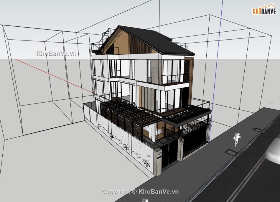 biệt thự 3 tầng,su biệt thự,sketchup biệt thự