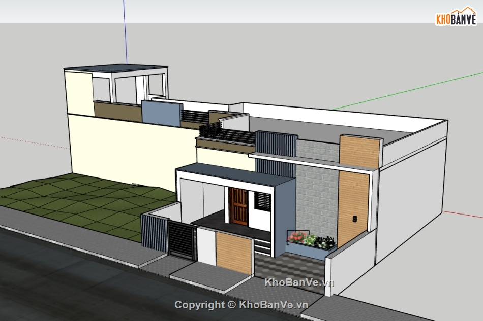 nhà 1 tầng,su nhà 1 tầng,sketchup nhà 1 tầng