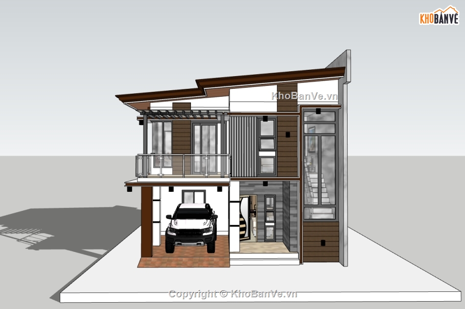 su nhà phố,sketchup nhà phố,nhà phố 2 tầng