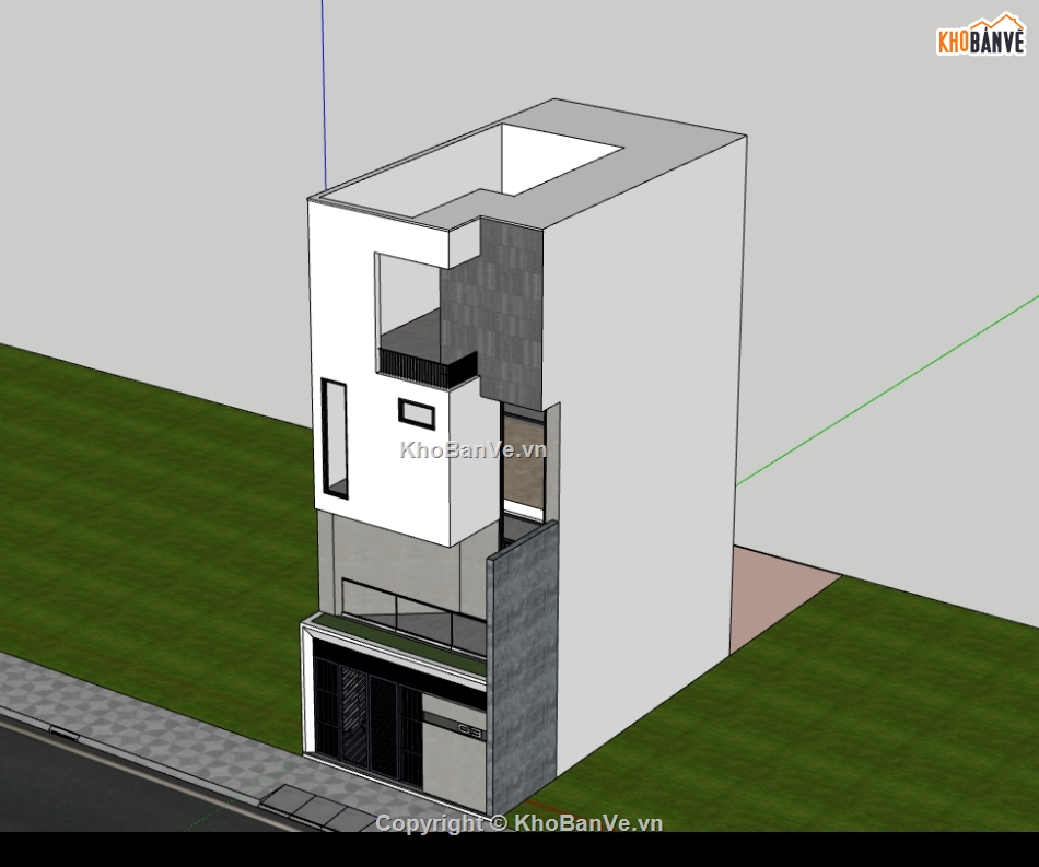 su nhà phố,sketchup nhà phố,nhà phố 4 tầng