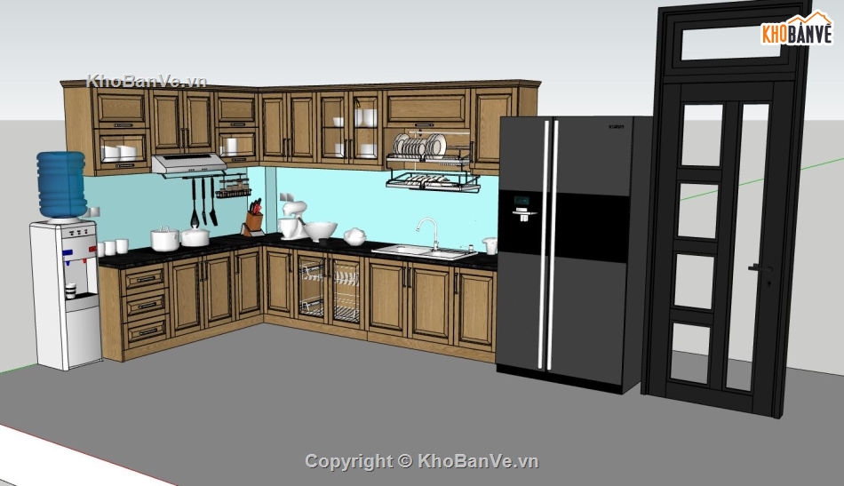 phòng bếp sketchup,Thiết kế phòng bếp đẹp,phòng bếp