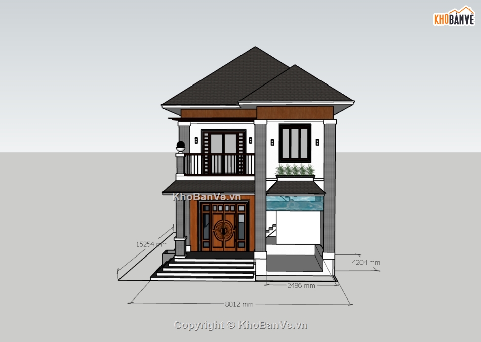 biệt thự 2 tầng,su biệt thự,sketchup biệt thự,biệt thự sketchup