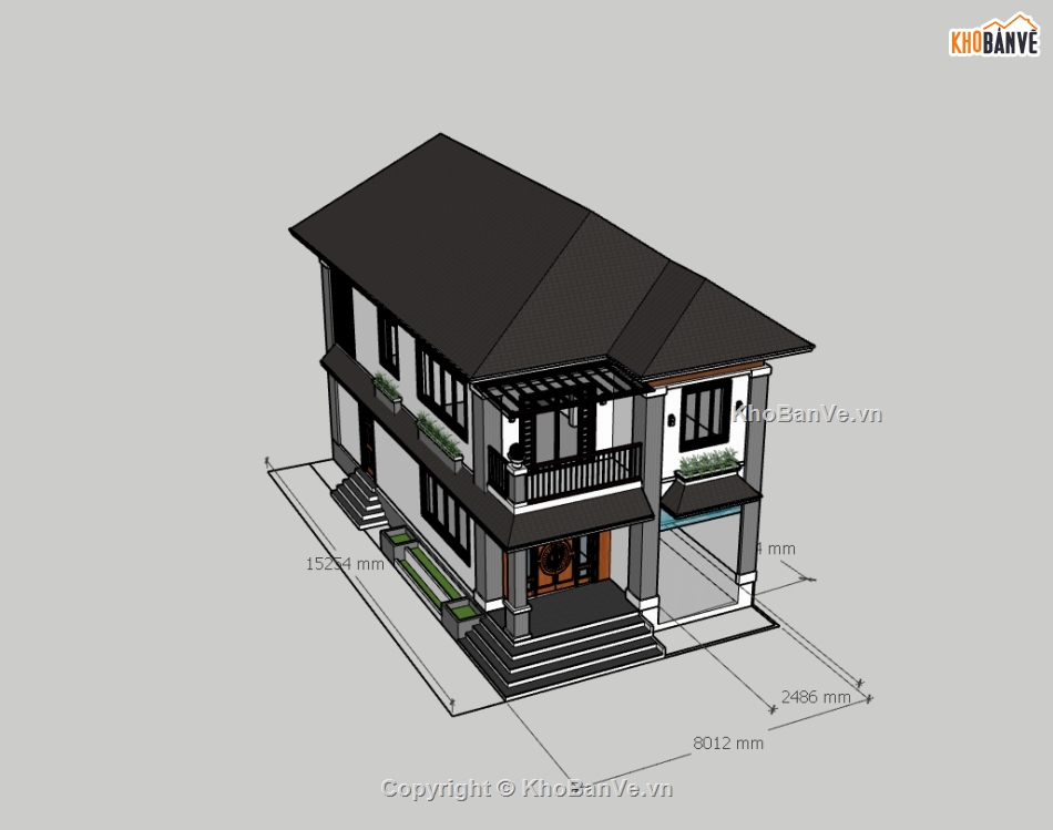 biệt thự 2 tầng,su biệt thự,sketchup biệt thự,biệt thự sketchup