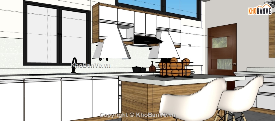 thiết kế nhà bếp sketchup,model sketchup nhà bếp,sketchup nội thất nhà bếp,nhà bếp hiện đại