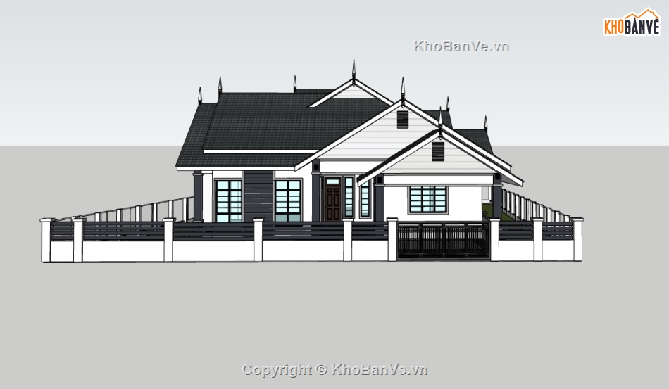 biệt thự 1 tầng,su biệt thự,su biệt thự 1 tầng,sketchup biệt thự