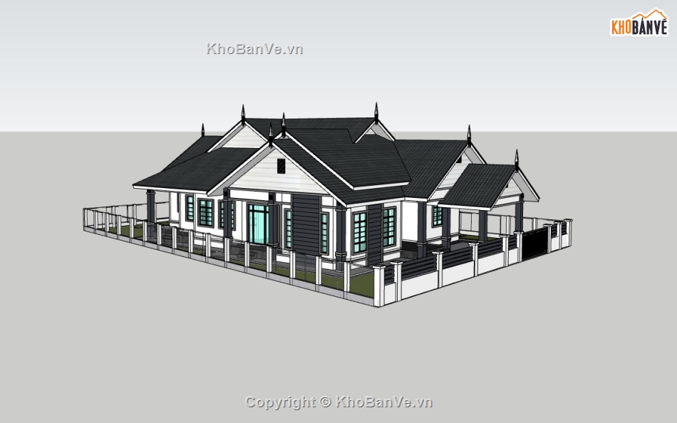 biệt thự 1 tầng,su biệt thự,su biệt thự 1 tầng,sketchup biệt thự