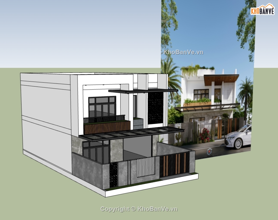 biệt thự 2 tầng,su biệt thự,sketchup biệt thự,sketchup biệt thự 2 tầng