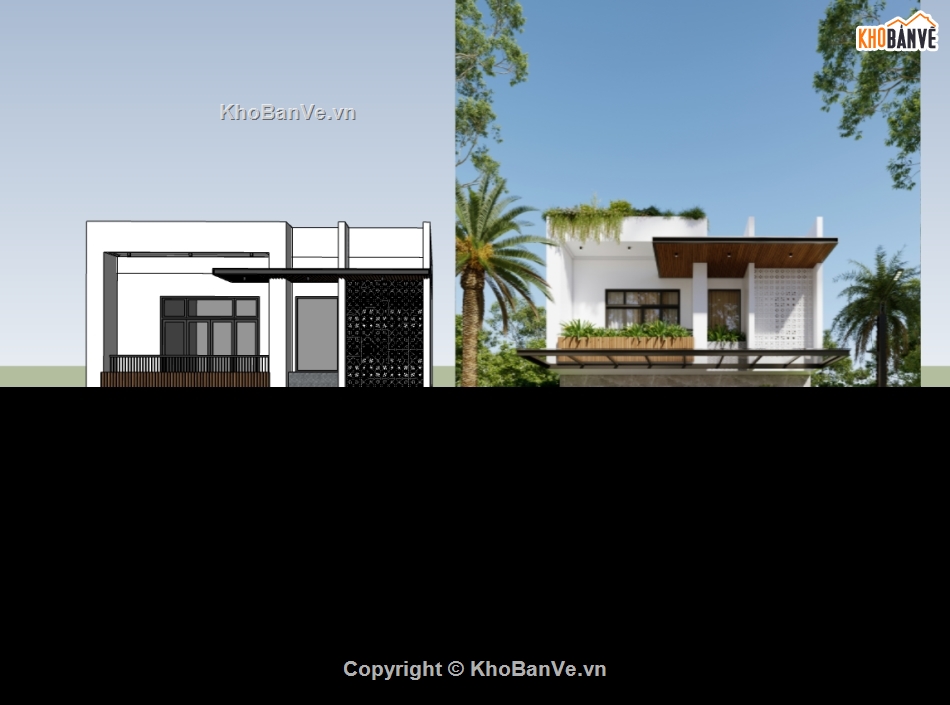 biệt thự 2 tầng,su biệt thự,sketchup biệt thự,sketchup biệt thự 2 tầng