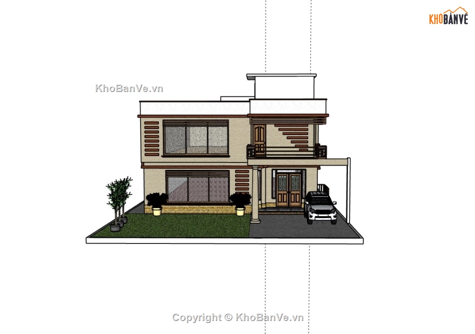 biệt thự 2 tầng,su biệt thự,sketchup biệt thự