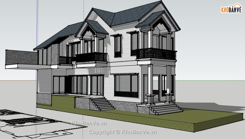 biệt thự 2 tầng,biệt thự sketchup,sketchup biệt thự,su biệt thự 2 tầng,sketchup biệt thự 2 tầng