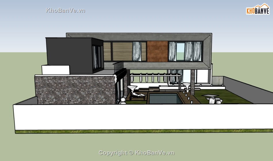 biệt thự 2 tầng,su biệt thự,biệt thự sketchup,sketchup biệt thự 2 tầng,sketchup biệt thự