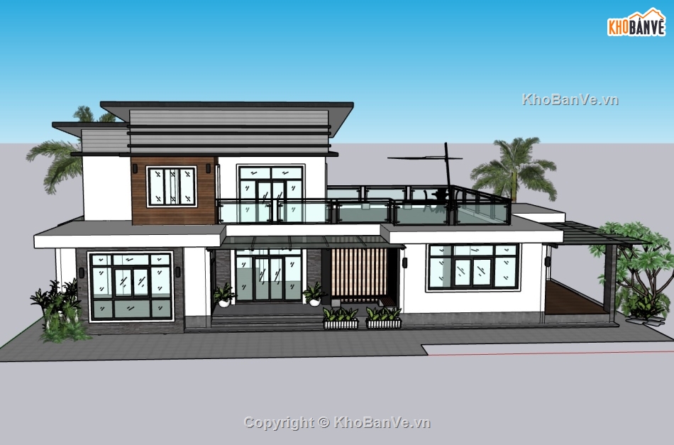 biệt thự sketchup,biệt thự 1 tầng,sketchup biệt thự,sketchup biệt thự 1 tầng