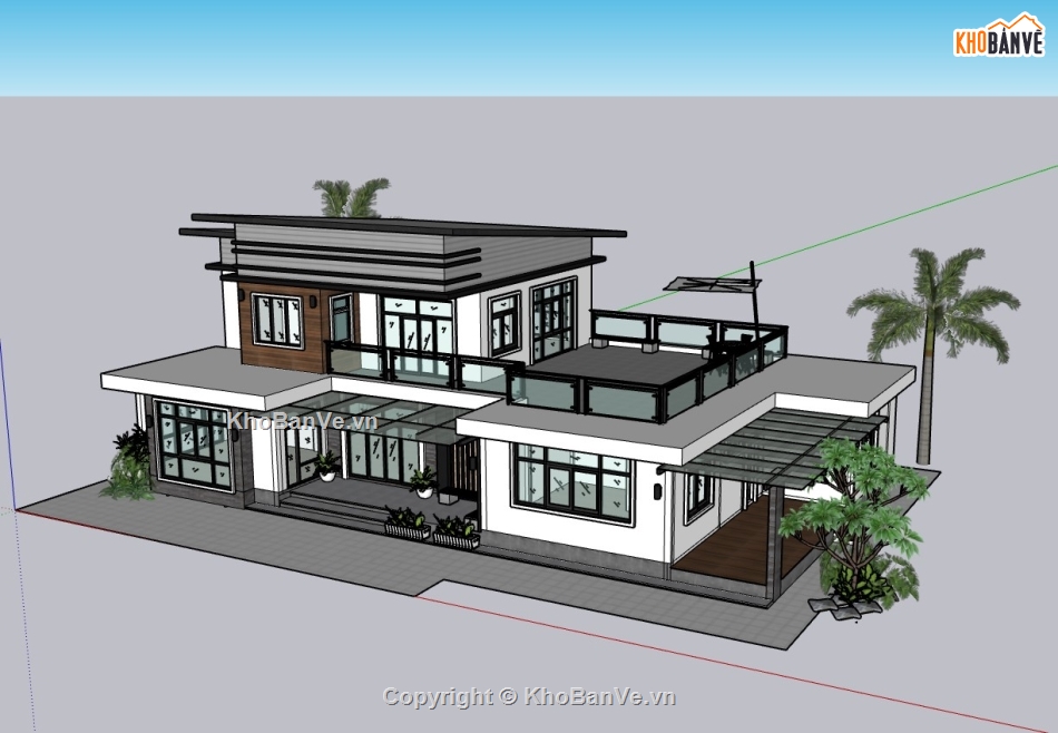 biệt thự sketchup,biệt thự 1 tầng,sketchup biệt thự,sketchup biệt thự 1 tầng