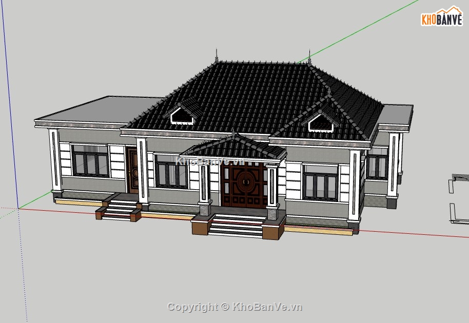 biệt thự 1 tầng,biệt thự sketchup,sketchup biệt thự,sketchup biệt thự 1 tầng