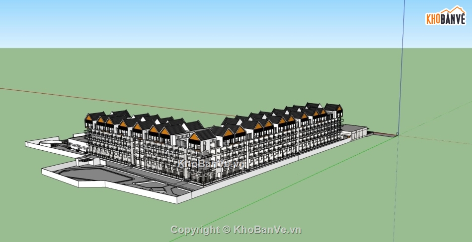 sketchup căn hộ,thiết kế căn hộ nghỉ dưỡng,phối cảnh căn hộ nghỉ dưỡng