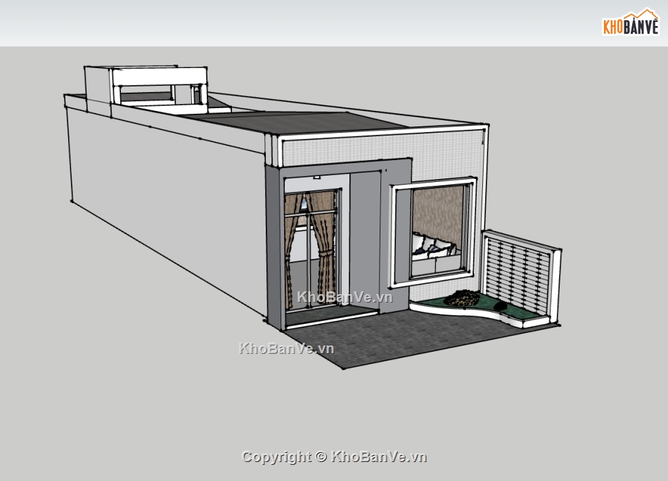 nhà 1 tầng,su nhà 1 tầng,sketchup nhà 1 tầng