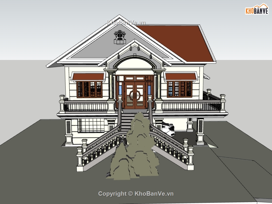 biệt thự 2 tầng,su biệt thự,sketchup biệt thự