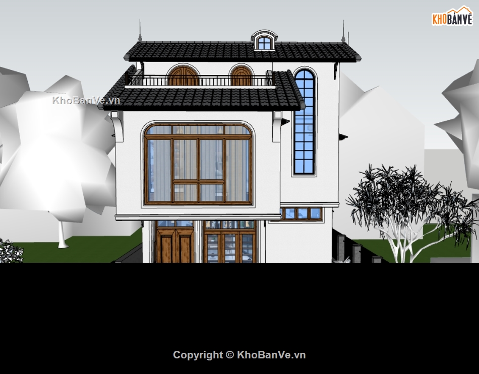 biệt thự 3 tầng,su biệt thự,sketchup biệt thự,su biệt thự 3 tầng