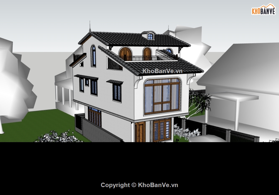 biệt thự 3 tầng,su biệt thự,sketchup biệt thự,su biệt thự 3 tầng