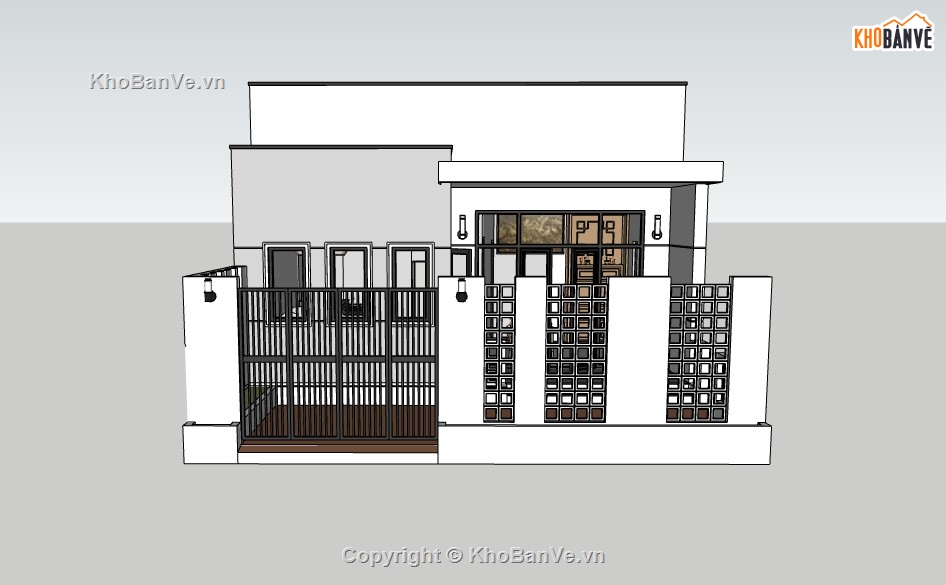 nhà phố 1 tầng dựng file sketchup,nhà 1 tầng file sketchup,file sketchup dựng nhà 1 tầng,dựng model su nhà 1 tầng