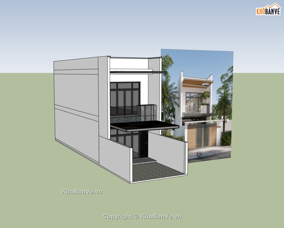 su nhà phố,sketchup nhà phố,su nhà phố 2 tầng,sketchup nhà phố 2 tầng