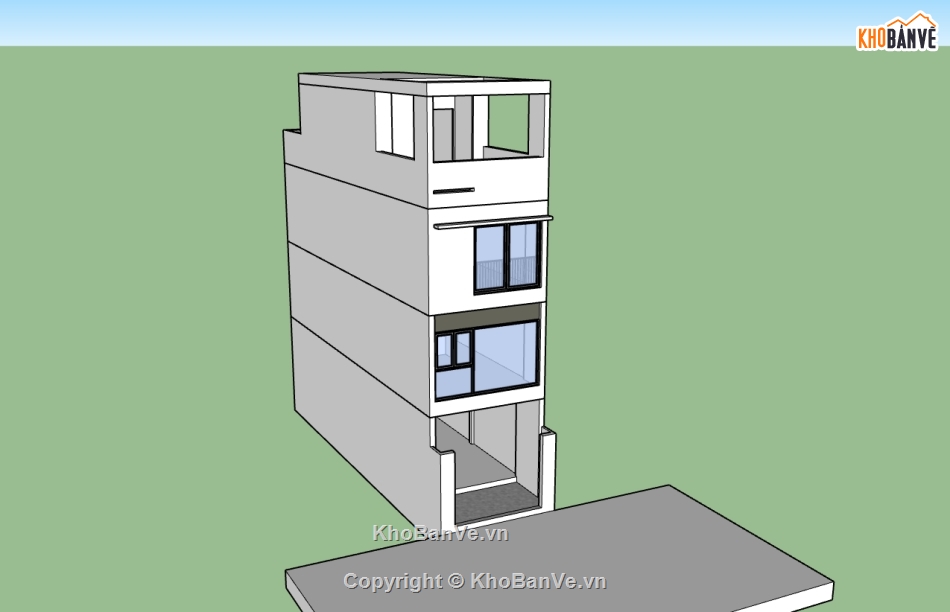 nhà 4 tầng,su nhà phố,sketchup nhà phố