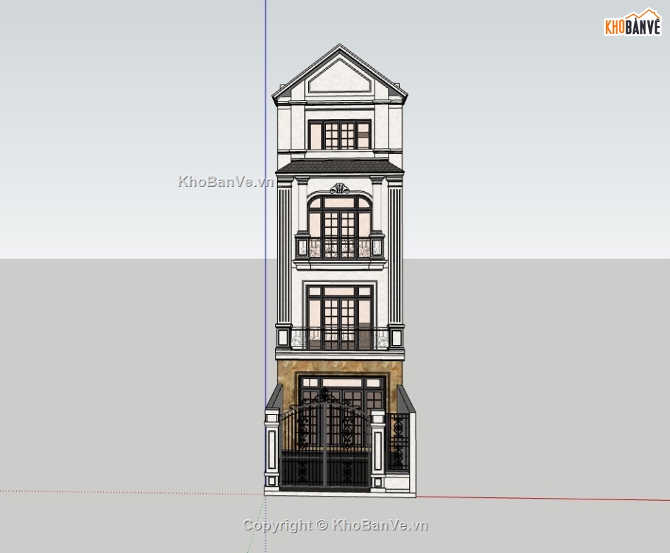 nhà 4 tầng,su nhà phố,sketchup nhà phố,su nhà phố 4 tầng,sketchup nhà phố 4 tầng