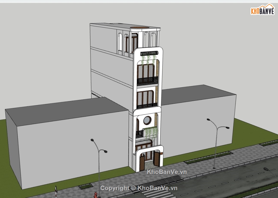 su nhà phố,sketchup nhà phố,su nhà phố 5 tầng