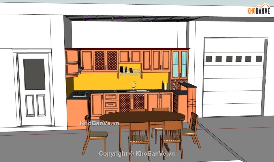 Thiết kế nội thất phòng bếp,sketchup nội thất phòng bếp,nội thất phòng bếp