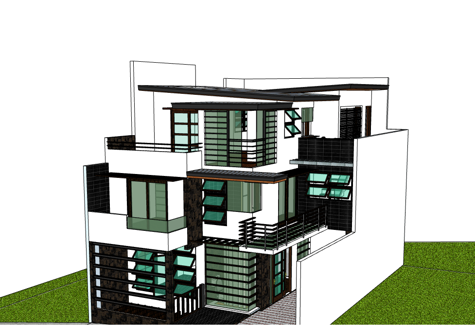 biệt thự 3 tầng,su biệt thự,sketchup biệt thự