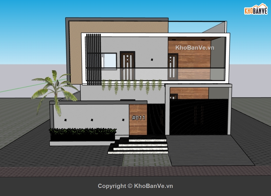 biệt thự 2 tầng,su biệt thự,sketchup biệt thự