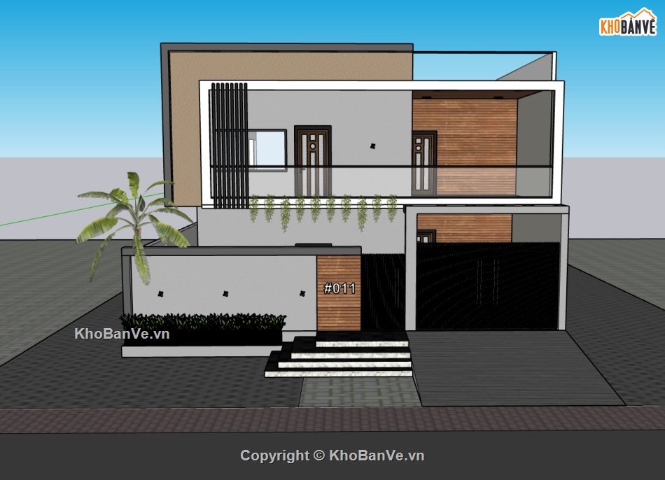 biệt thự 2 tầng,su biệt thự,sketchup biệt thự