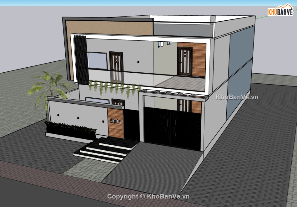 biệt thự 2 tầng,su biệt thự,sketchup biệt thự