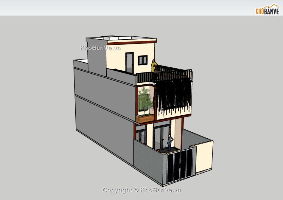 nhà phố,su nhà phố 2 tầng,sketchup nhà phố 2 tầng