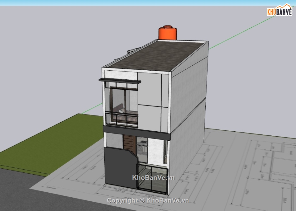 su nhà phố,sketchup nhà phố,su nhà phố 2 tầng,sketchup nhà phố 2 tầng