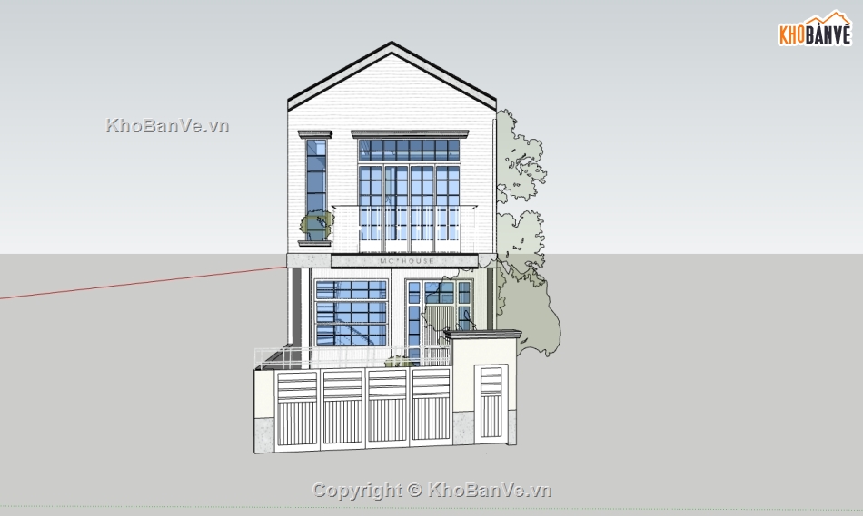 su nhà phố,sketchup nhà phố,nhà phố 2 tầng