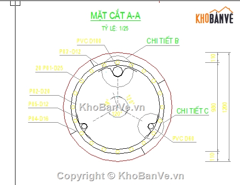 khoan nhồi cọc,cọc khoan nhồi,bản vẽ cọc khoan nhồi,D=1.2m,cọc khoan nhồi 1200