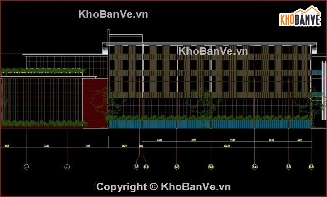 bản vẽ kiến trúc,kiến trúc nhà hiệu bộ,trường tiểu học Suối Hoa,mẫu nhà hiệu bộ