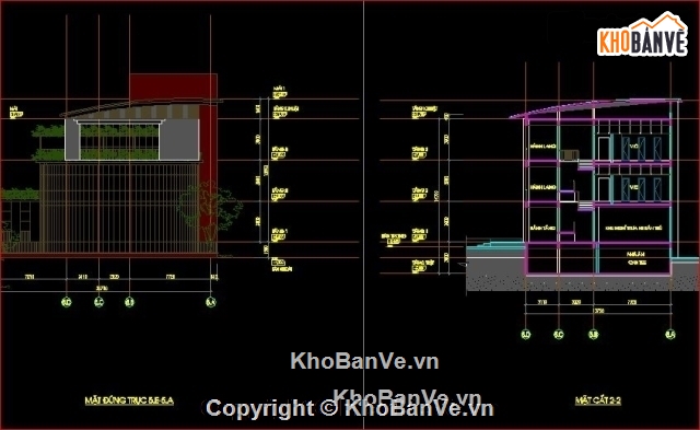 bản vẽ kiến trúc,kiến trúc nhà hiệu bộ,trường tiểu học Suối Hoa,mẫu nhà hiệu bộ