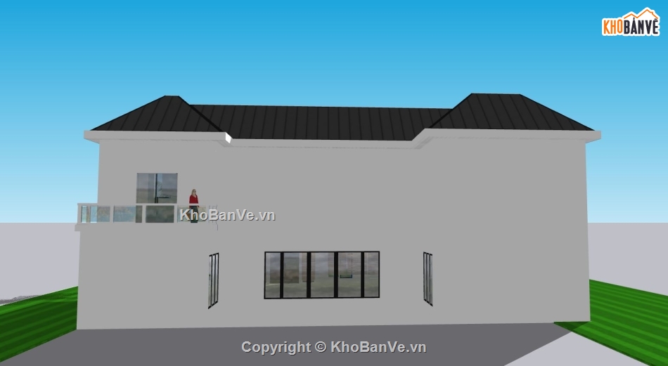 sketchup biệt thự 2 tầng,thiết kế biệt thự 2 tầng,file sketchup biệt thự 2 tầng,biệt thự mái thái file su