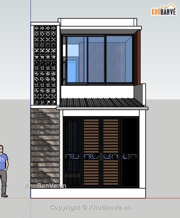 mẫu nhà phố 2 tầng,nhà phố sketchup,sketchup nhà phố 2 tầng,nhà phố 2 tầng sketchup