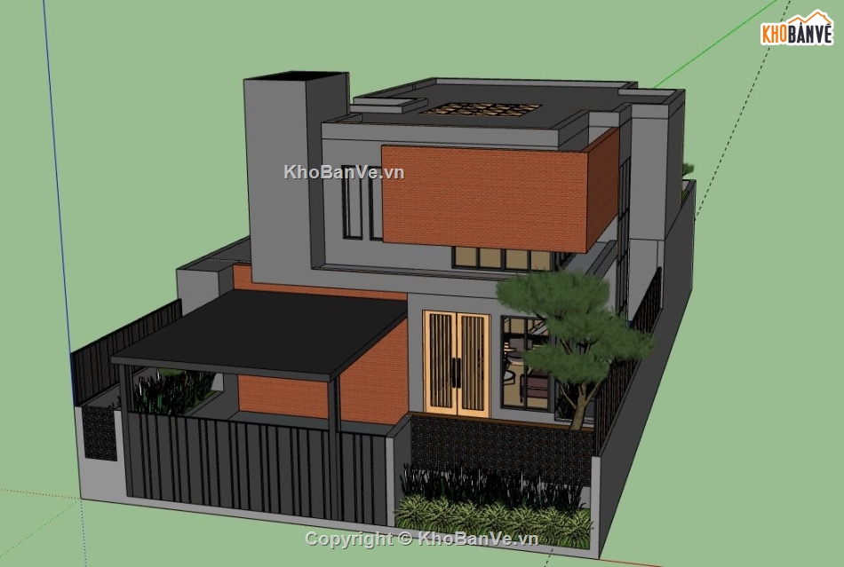 Nhà phố 2 tầng,File sketchup nhà phố 2 tầng,nhà phố 2 tầng file su,model su nhà phố 2 tầng