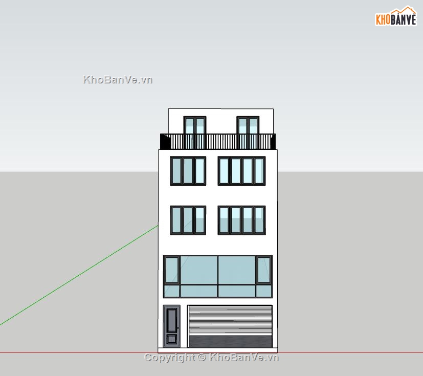 nhà phố 5 tầng dựng 3d su,phối cảnh sketchup  nhà phố,nhà phố 5 tầng hiện đại