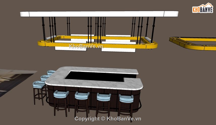 thiết kế sketchup quầy bar,quầy bar trong nhà file su,model su quầy bar