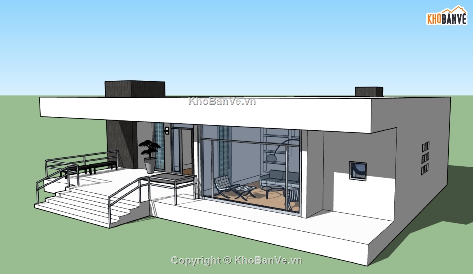 nhà 1 tầng,nhà 3d 1 tầng,file 3d nhà 1 tầng,sketchup nhà 1 tầng,model 3d nhà 1 tầng