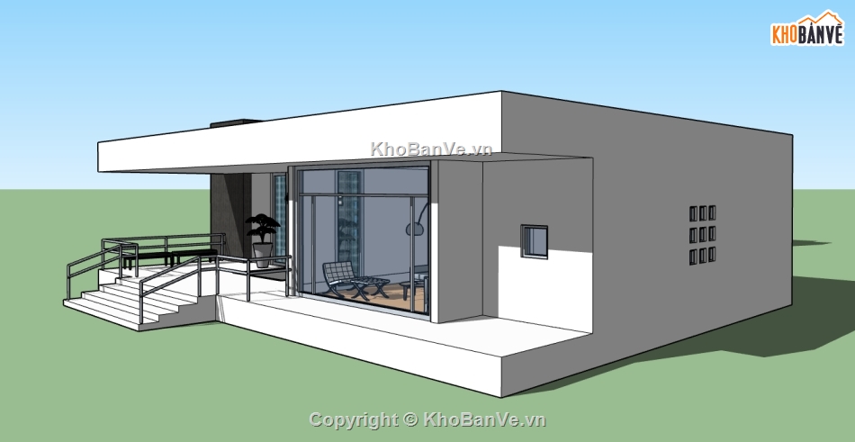 nhà 1 tầng,nhà 3d 1 tầng,file 3d nhà 1 tầng,sketchup nhà 1 tầng,model 3d nhà 1 tầng