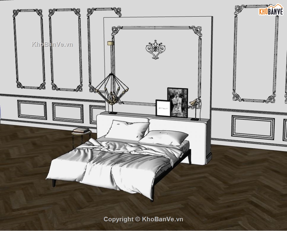 3d sketchup phòng ngủ,thiết kế phòng ngủ đẹp,Model phòng ngủ
