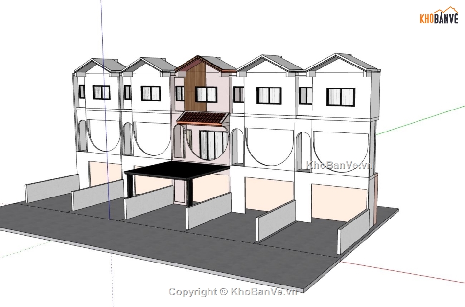 nhà phố 3 tầng,Model sketchup nhà phố,nhà phố hiện đại sketchup