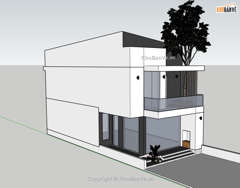 file su dựng nhà phố 7x17m,sketchup thiết kế nhà 2 tầng,model su nhà phố 2 tầng 1 tum,phối cảnh nhà phố 2 tầng 1 tum,nhà phố 2 tầng 1 tum file su