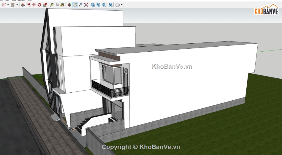 nhà phố 2 tầng,sketchup nhà phố 2 tầng,thiết kế nhà phố 2 tầng,mẫu sketchup nhà phố 2 tầng